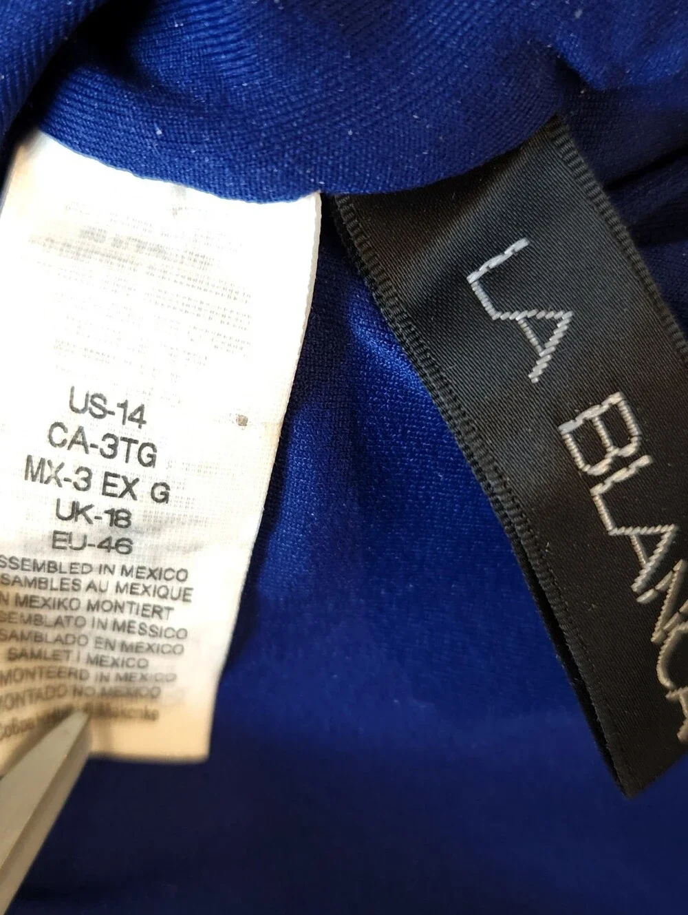 La Blanca Ruffle Shoulder 1pc Swimsuit Size 14 Cobalt Blue